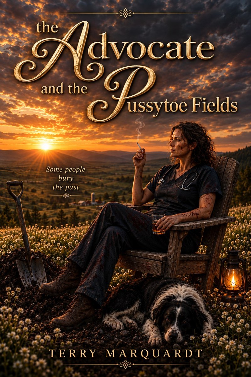 Cover concept for The Advocate and the Pussytoe Fields